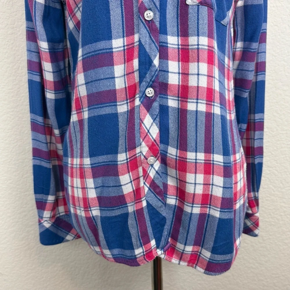 Rails Hunter Blue and Pink Plaid Button-Down Shirt Marina Flamingo Size Small - Picture 6 of 14